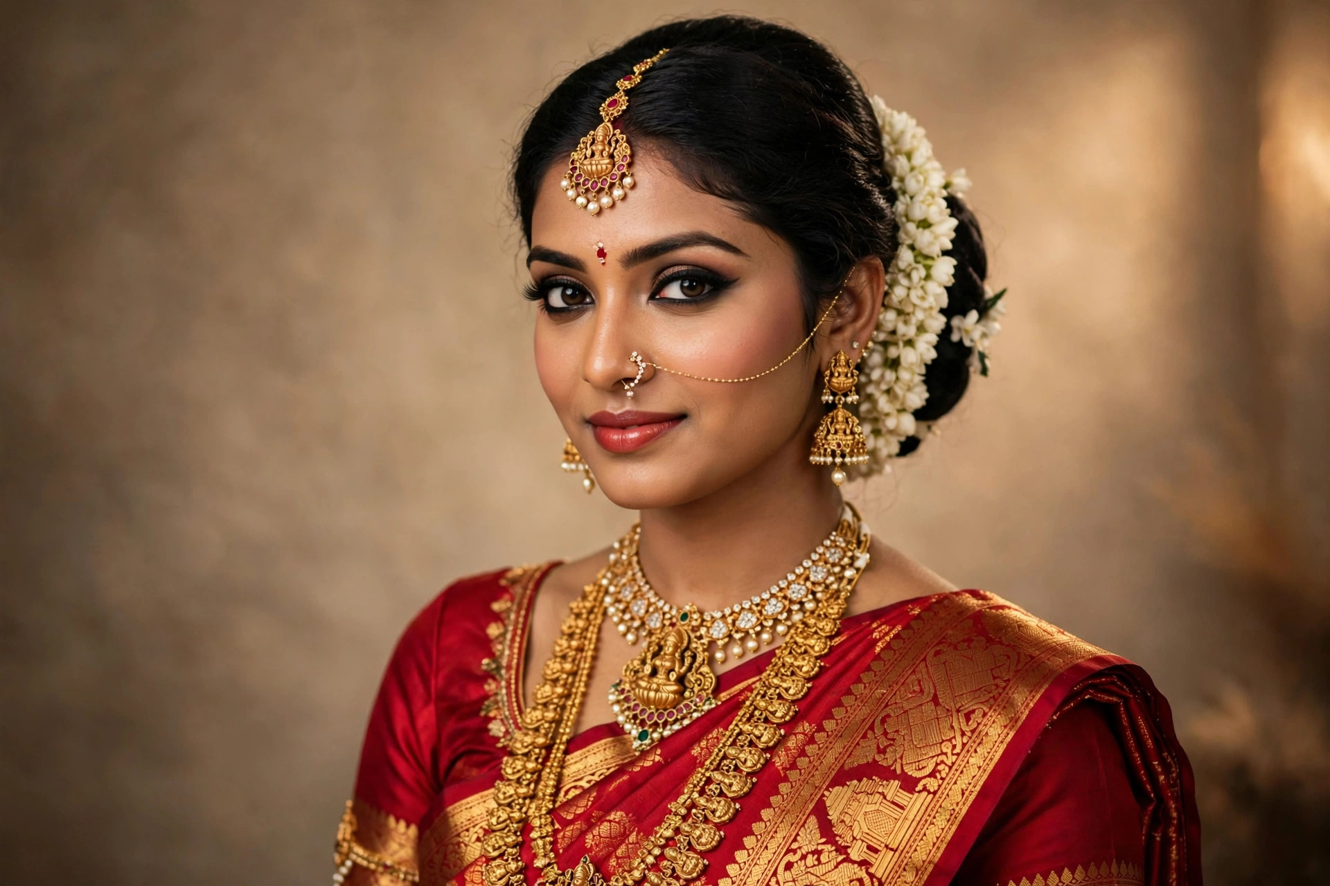 Red Bridal Kanchivaram Look example